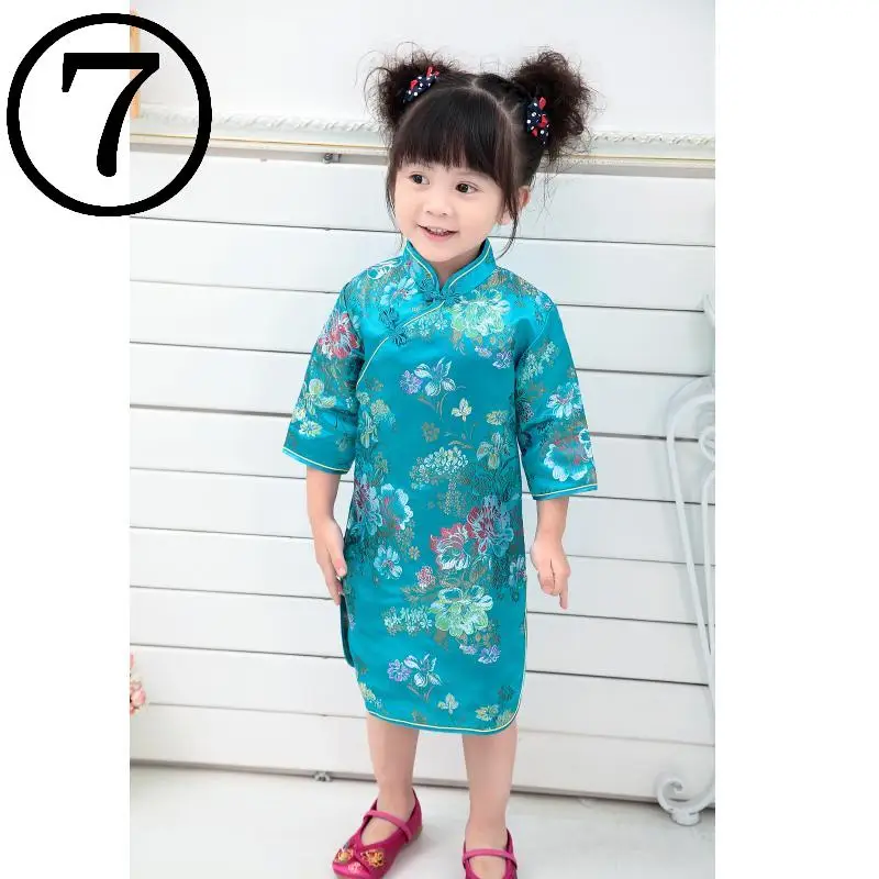 Peony Baby Girls Dress Chinese Qipao Clothes Girls Jumpers Party Costumes Floral Children Chipao Cheongsam Jumper 2-16Y girls dress,kids clothes