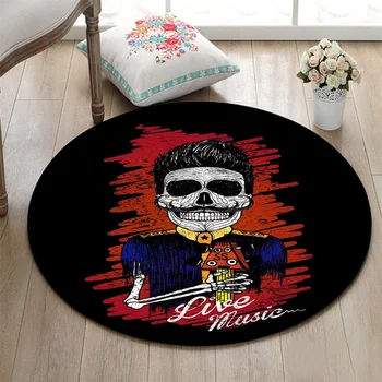 

Live Music Singing Skeleton Round Custom Living Room Carpets Children's Room Floor Area Rugs Bathroom Non-Slip Cushion Door Mat