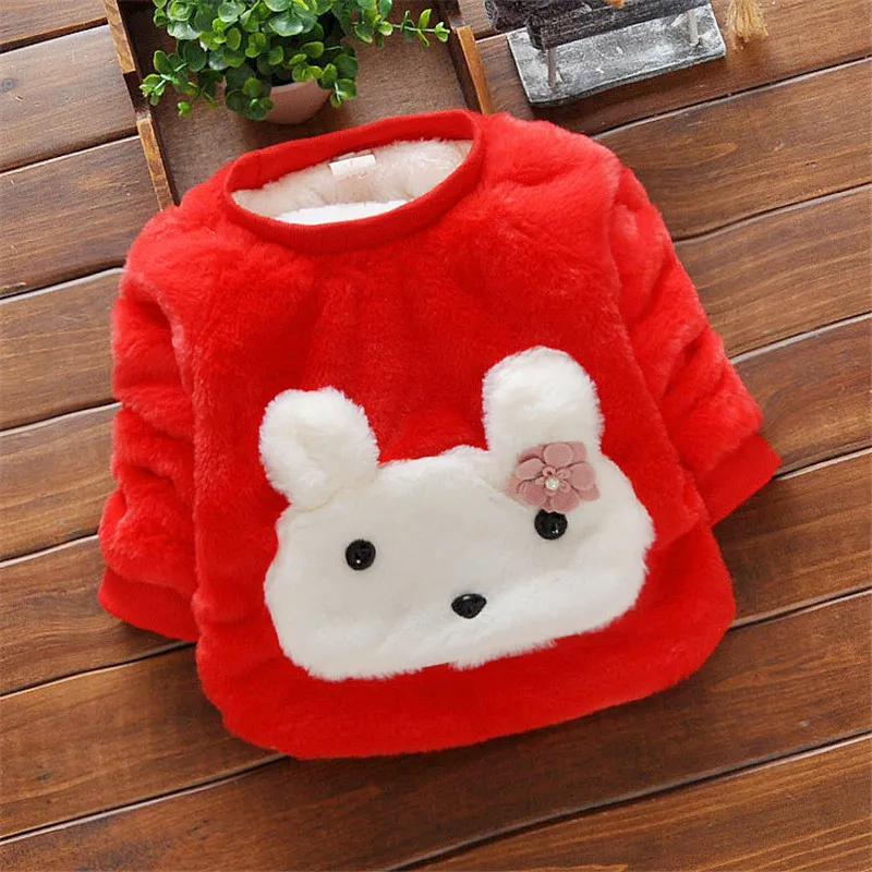 

2018 Baby Girls Sweaters New Winter Girls Cardigan Sweaters Clothes Kids Autumn Cartoon Thick Warm Velvet Sweater For Girls