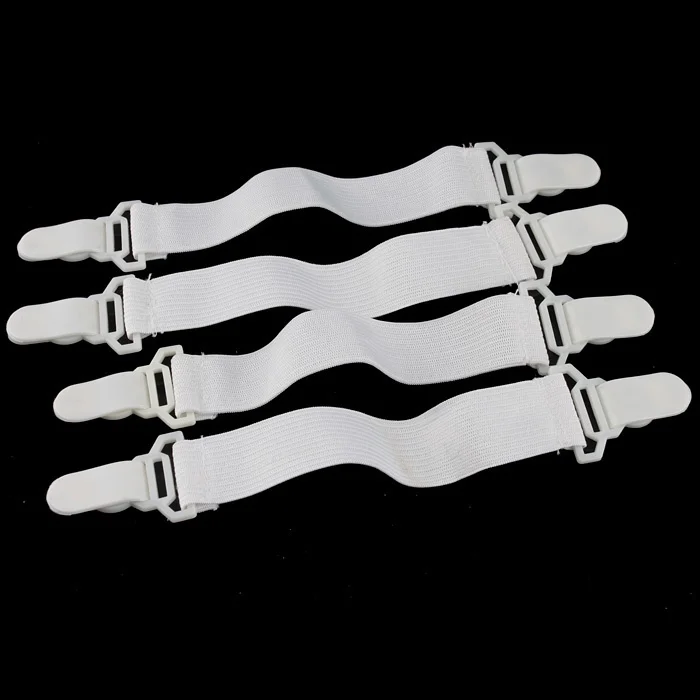 

4 Pcs White Bed Sheet Mattress Cover Blankets Grippers Clip Holder Fasteners Elastic Set #1004