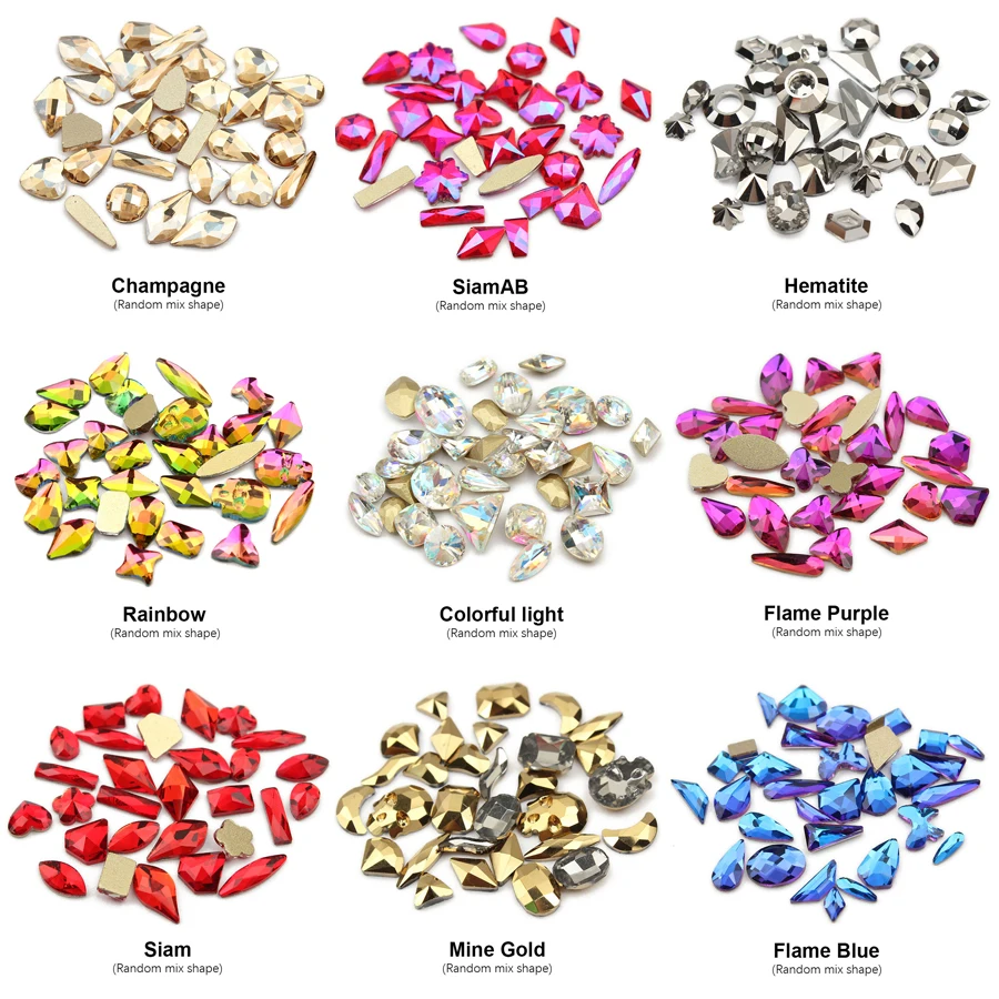 Новинка! 11 форма 30 шт./лот плоская форма d кристалл AB Красочные камни для 3D художественное оформление ногтей для персонализированных ногтей