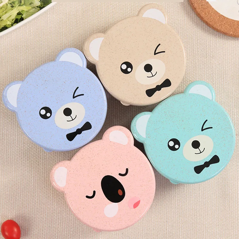 

GESEW 4pcs Wheat Straw Eco-Friendly Lunch Box Leakproof Food Container For Kids Bento Box 2019 New Random Bear Pattern Lunch Bo