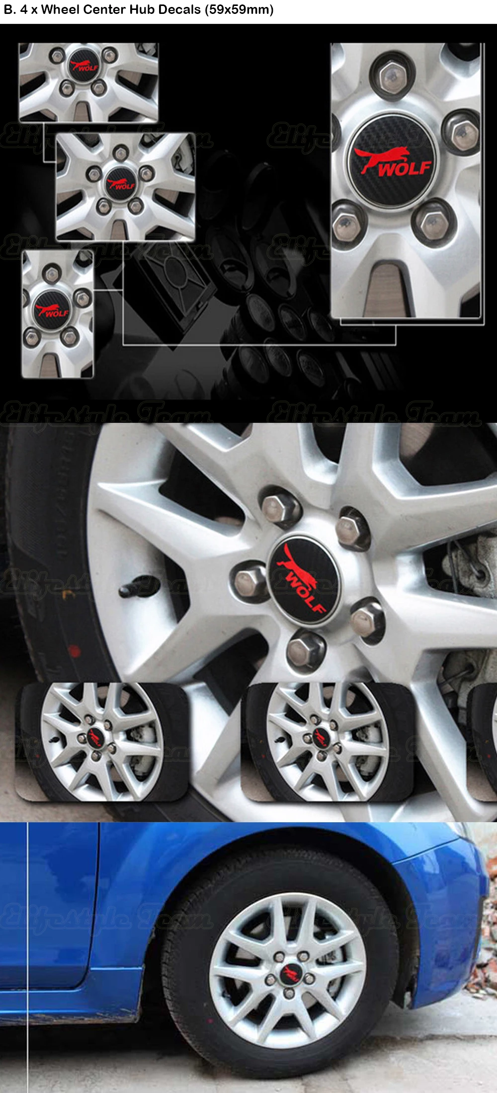 Новейший 3D набор виниловых наклеек из углеродного волокна рулевые колесные эмблемы колеса наклейки втулки Wolf Decasl для Ford Focus MK1 MK2 MK3 Focus ST RS