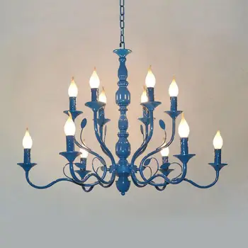

Rural Dressing room blue Chandelier Lamp for porch Entrance hall teen's LED Bedroom Metal Chandelier Wedding Decoration Lustre