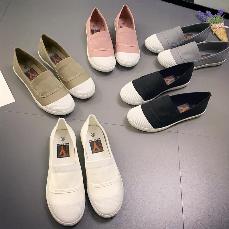 

Flat-soled White Canvas Shoes Women's Korean Version Baskets femme