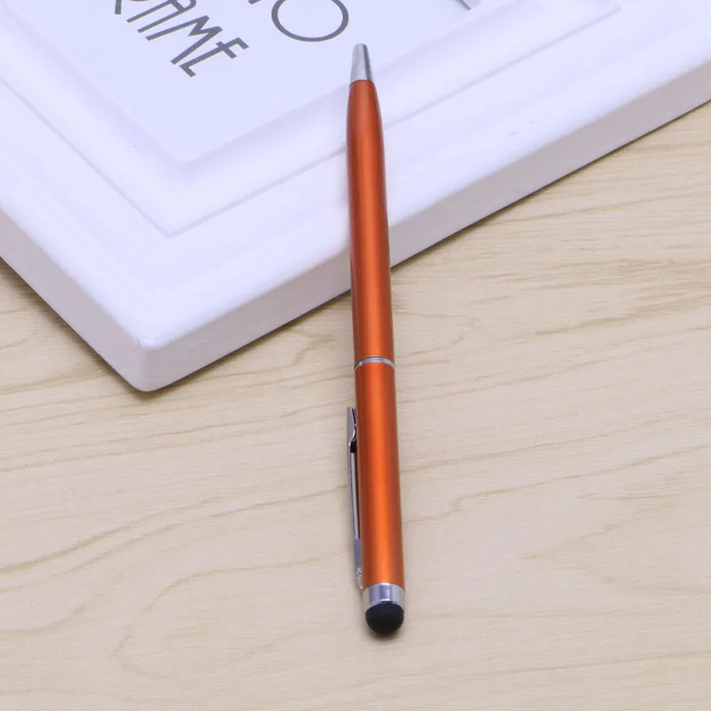 Стильный тонкий 2 в 1 шариковая ручка и емкостный стилус для Iphone, для Ipad, планшетов - Цвет: Оранжевый