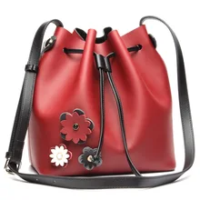 

The new Flowers Genuine leather handbag fashion casual bucket bag