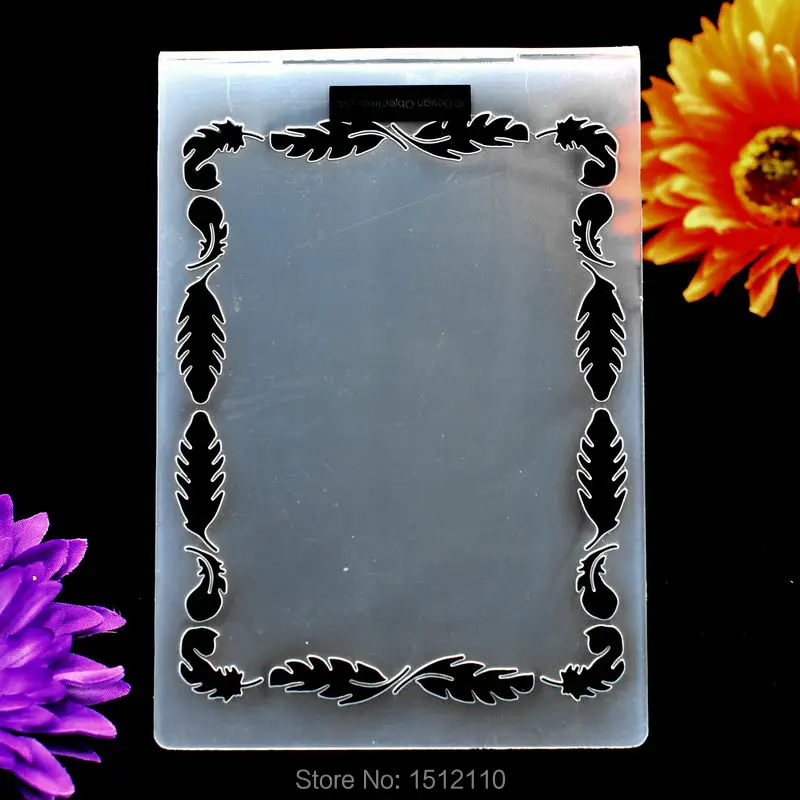 Aiettycaft Feathes Plastic Embossing Folde Fo Scapbook