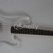 Одежда высшего качества QShelly пользовательский прозрачный белый акрил средства ухода за кожей 4 strings палисандр P электрический бас гитары музыкальный инструмент магазин