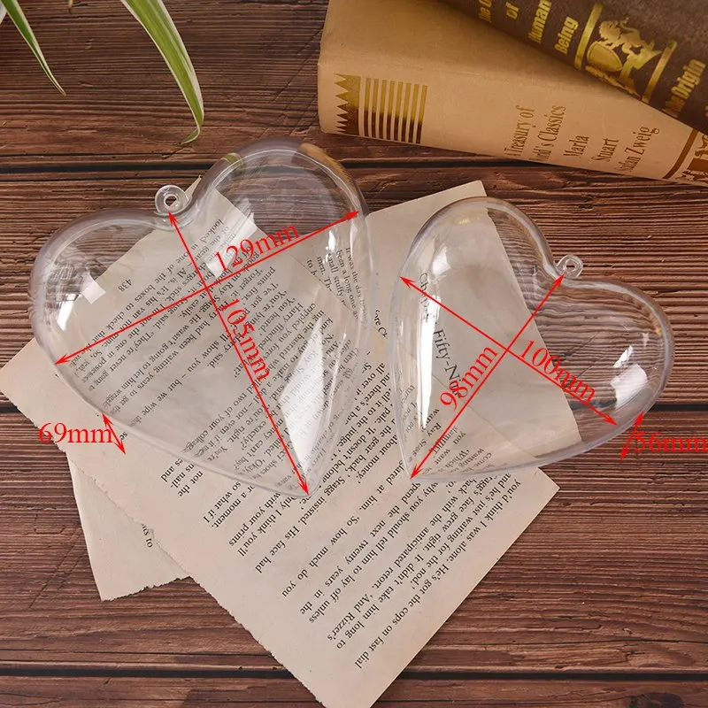 

120/100mm 1Pc Heart Shape Clear Plastic Ball Transparent Bauble Xmas Ornament Romantic Tree Wedding Gift Christmas Decoration