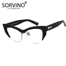 SORVINO ретро солнцезащитные очки "кошачий глаз" без оправы-Женские брендовые современные дизайнерские 90s Прозрачные коричневые очки желтые очки оттенки SP17