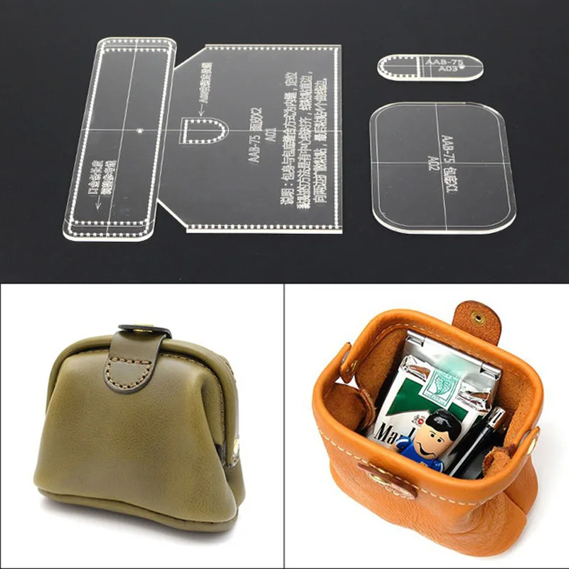 

1 Set Handmade Acrylic Leather Women's Wallet Sewing Pattern Stencil Template