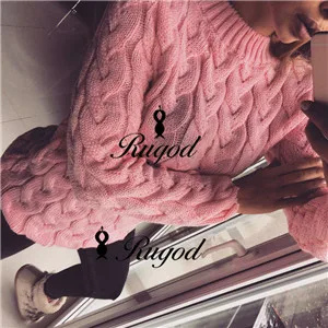 RUGOD весенний витой вязаный свитер для женщин, модный разноцветный Свободный пуловер с круглым вырезом и длинным рукавом, топы Pull Femme Hiver - Цвет: pink