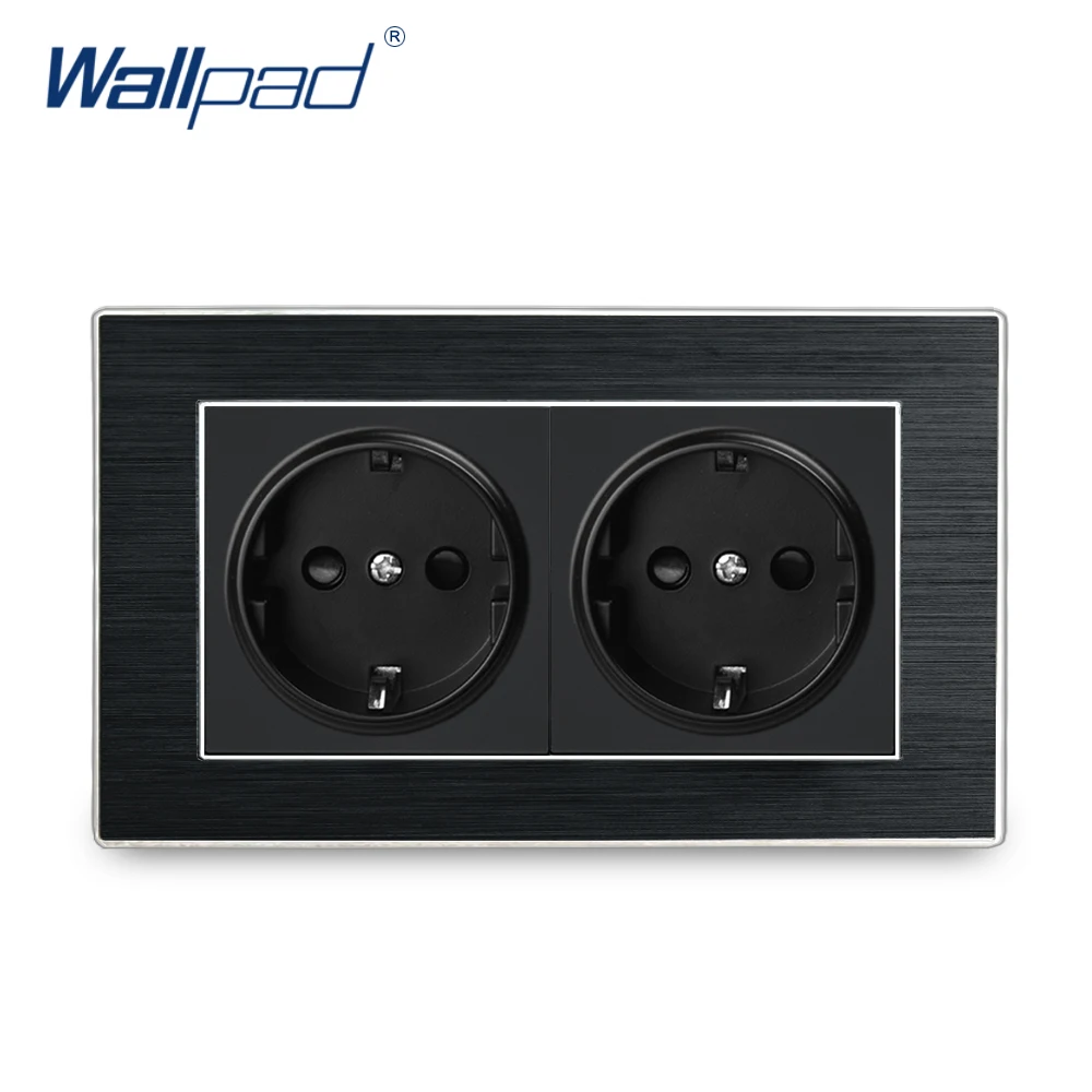 ЕС 2 Pin немецкая розетка Wallpad Роскошная атласная металлическая панель ЕС 16A электрическая настенная розетка электрическая розетка для дома