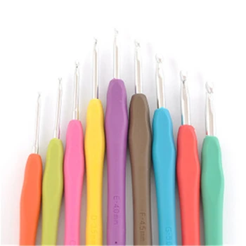 

10*9pcs/set Mixed Metal Hook Crochet Template Kit TPR Aluminum Knitting Needles For Loom Tool Band DIY Crafts jk17