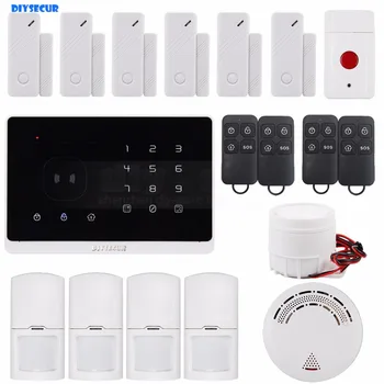 

DIYSECUR Touch Button Android / iOS Application Wireless GSM Automatic Dialing Home Office Burglar Alarm System