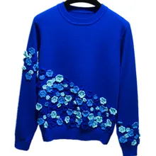 Girl Women Autumn Spring Italy France Russia Handmade Flower Embroidery All-match Knitted Streewear Rabbit Sweater Tops Female