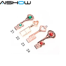 Лидер продаж, USB флеш-накопитель металлический чистый Медь Сердце ключ USB флэш-накопитель мини-usb-накопитель ключ натуральная 8 Гб оперативной памяти, 16 Гб встроенной памяти, 32 ГБ 128 gbthumb палка