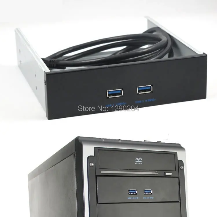 5.25" Floppy Disk Bay Hub Bracket Cable 20 Pin 2 Port USB 3.0 Front Panelpanel dividerspanel