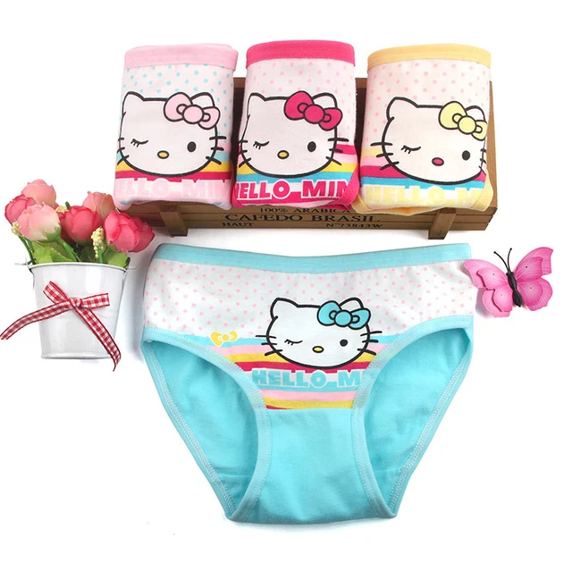 4pcs/Lot 2019 Fashion Baby Underwear Girl Briefs Female Kids Underwear Lovely Cartoon Hello