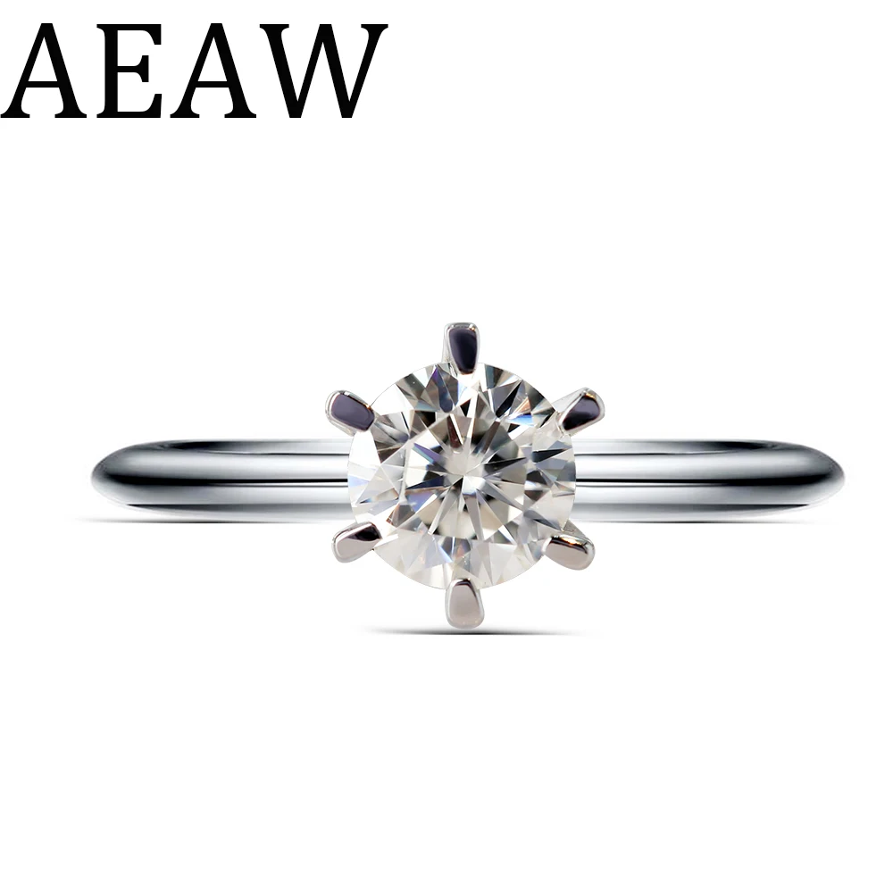 Najtaniej AEAW 0.5ct 5mm okrągły Cut EF VVS1 Moissanite pierścień 925 srebrny pierścień diamentowy Test przeszedł moda żeton z motywem miłosnym moda prezent dla dziewczyny