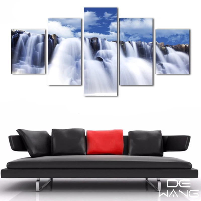 5 Piece Canvas Frame Modern Abstract White Niagara falls Canvas Art ... 5 Piece Canvas Frame Modern Abstract White Niagara falls Canvas Art ...