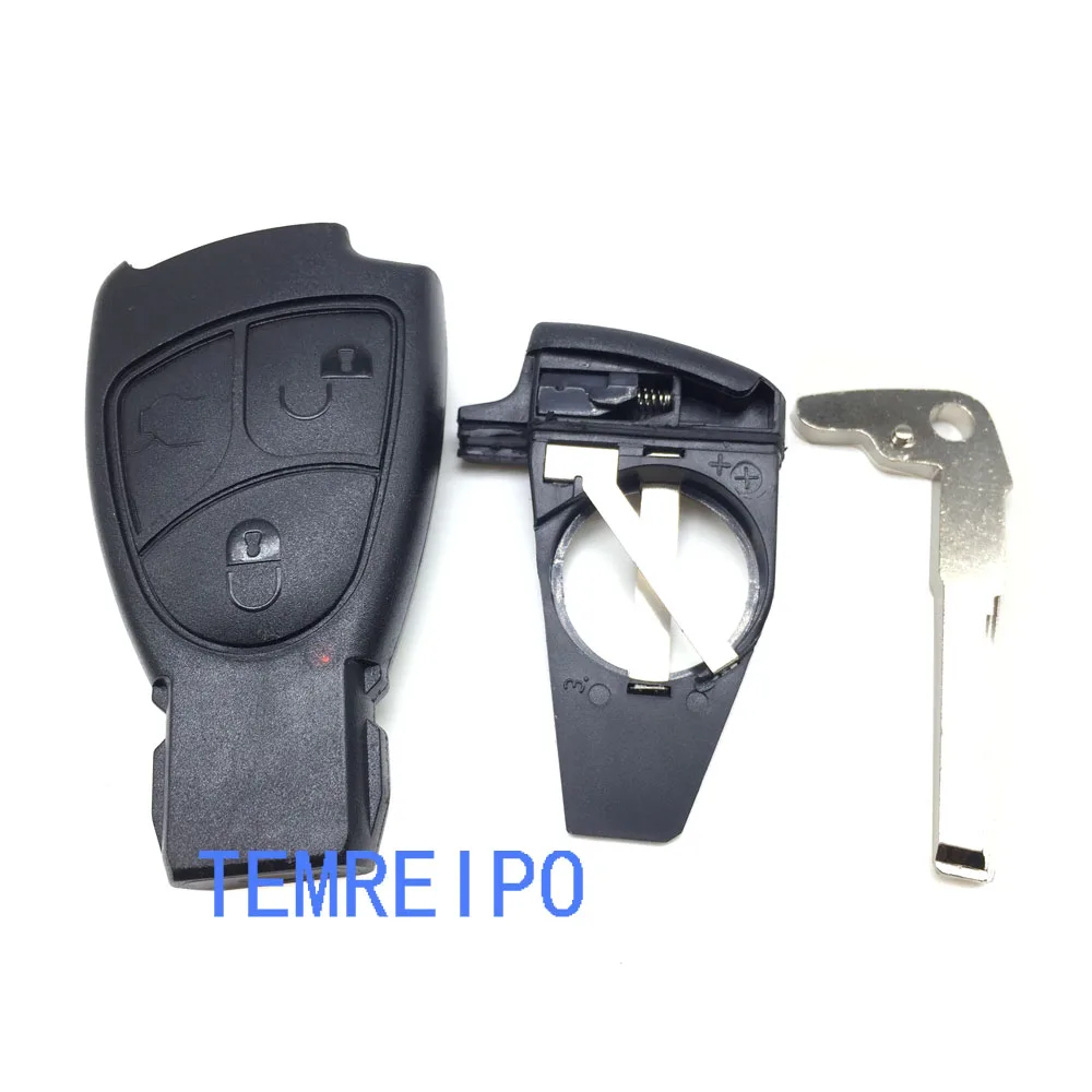 

Replacement 3 Buttons Smart Key Case fob Case Shell With Battery Holder clip For Mercedes Benz on back
