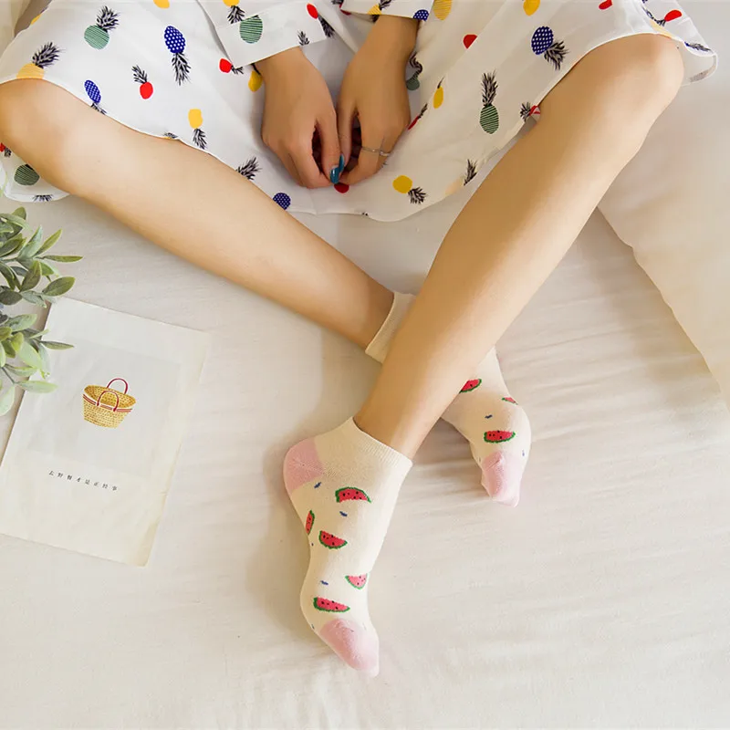 

Women Socks Comfortable Casual Girl Ankle Socks Durable Shallow Mouth Invisible Striped Animal and Fruit Female Sock Hosiery