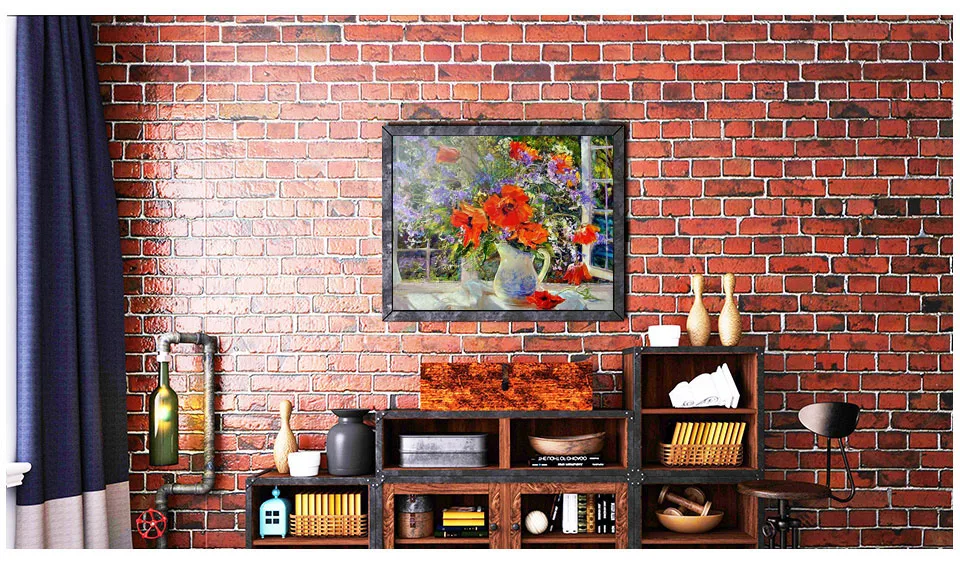 Безрамные цветы окна Diy картина маслом по номерам на стене акриловая модульная DIY цифровая картина маслом для домашнего декора