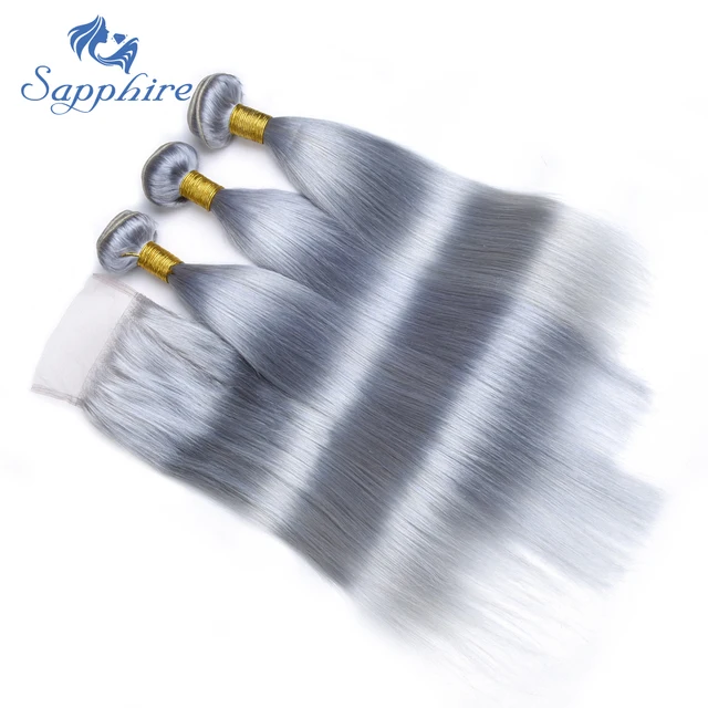 Best Offers Sapphire Remy Human Hair Bundles Brazilian Straight Hair Bundles With Closure Pure Grey Color Straight Human Hair Extensions Best Offers Sapphire Remy Human Hair Bundles Brazilian Straight Hair Bundles With Closure Pure Grey Color Straight Human Hair Extensions