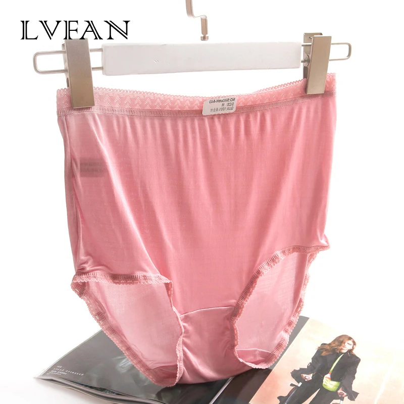 

LVFAN Sexy High Waist Plus Size Lace Pants No Trace Nature Silk Hips Abdomen Breathable Sweaty Soft Lingerie Panties TGG-007