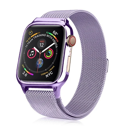 Ремешок для Apple Watch, ремешок 44 мм, 40 мм, Миланский Браслет-петля с металлическим защитным чехлом, ремешок для часов iWatch, серия 4, 5 - Цвет ремешка: lavender