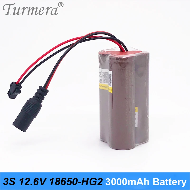 Аккумуляторная батарея Turmera HG2 18650 3000 мА · ч высокий разряд 30 А большой ток 10 8 В 12 6
