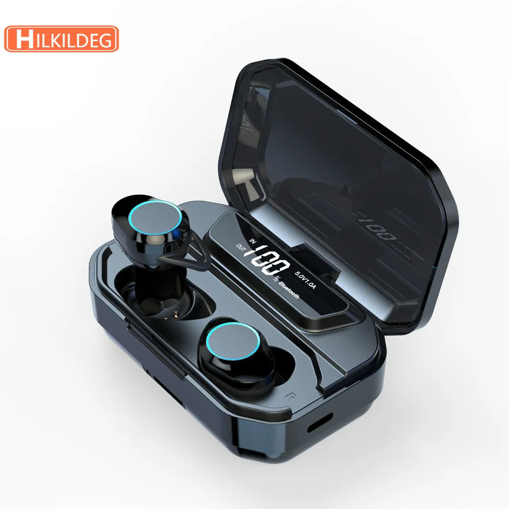 

G02 TWS 5.0 Bluetooth 9D Stereo Earphone Wireless Earphones IPX7 Waterproof Earphones 3300mAh LED Smart Power Bank Phone Holder