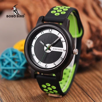 

BOBO BIRD Relogio Feminino Wood Ladies Watch Fashion Silicone Strap J-R11 Quartz Wristwatch Timepiece