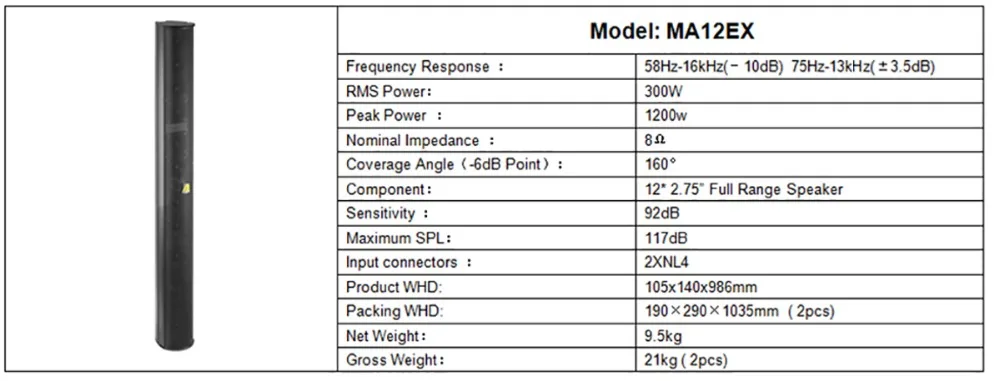 MA12EX 2 дюйма 12 шт. Колонка динамик сценические колонки мини-колонки линейного массива громкоговоритель