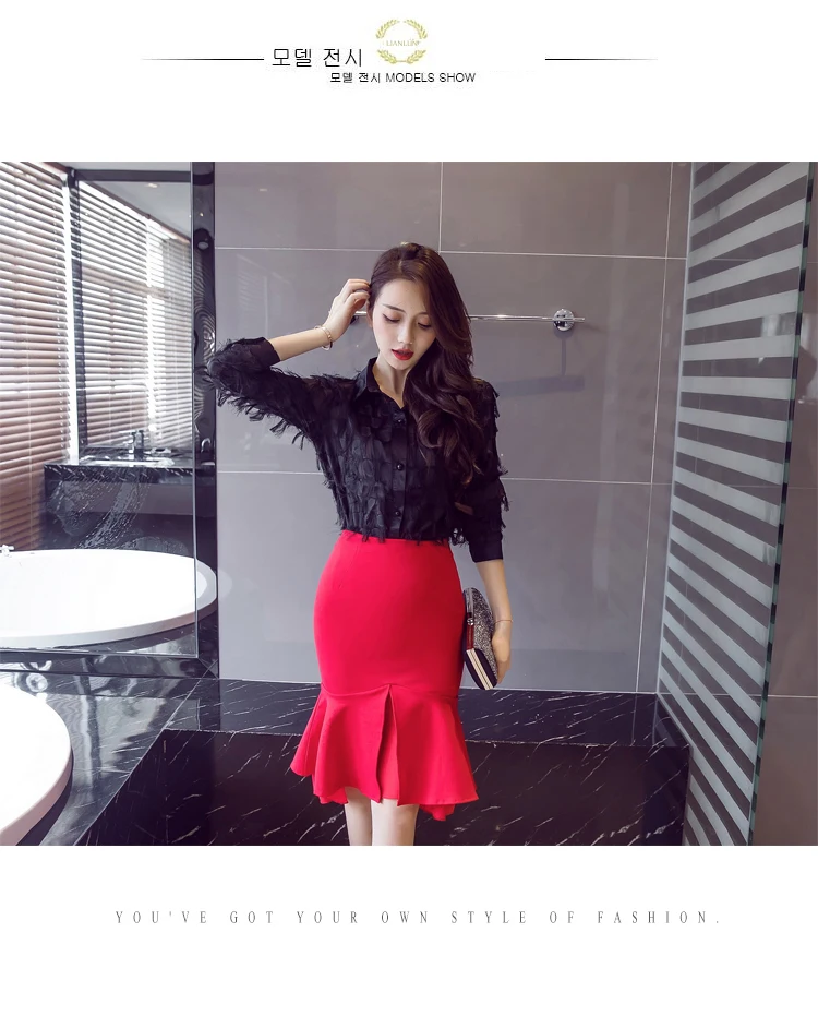 Новая европейская мода OL черная Красная Шифоновая стежка труба юбка женская винтажная тонкая сексуальная юбка карандаш Женская юбка размера плюс S-5XL