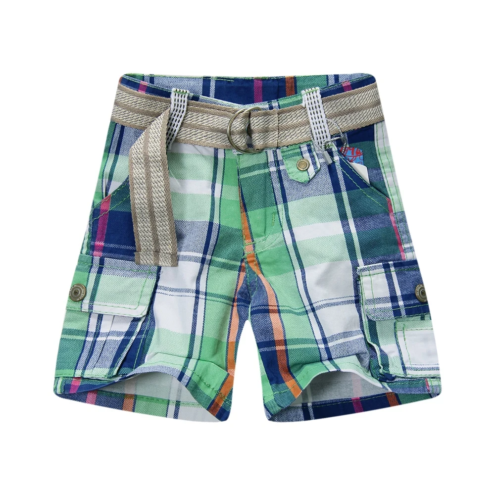 

2015 new arrival baby boy plaid shorts adjustable waist with belt cotton 100% XKK12