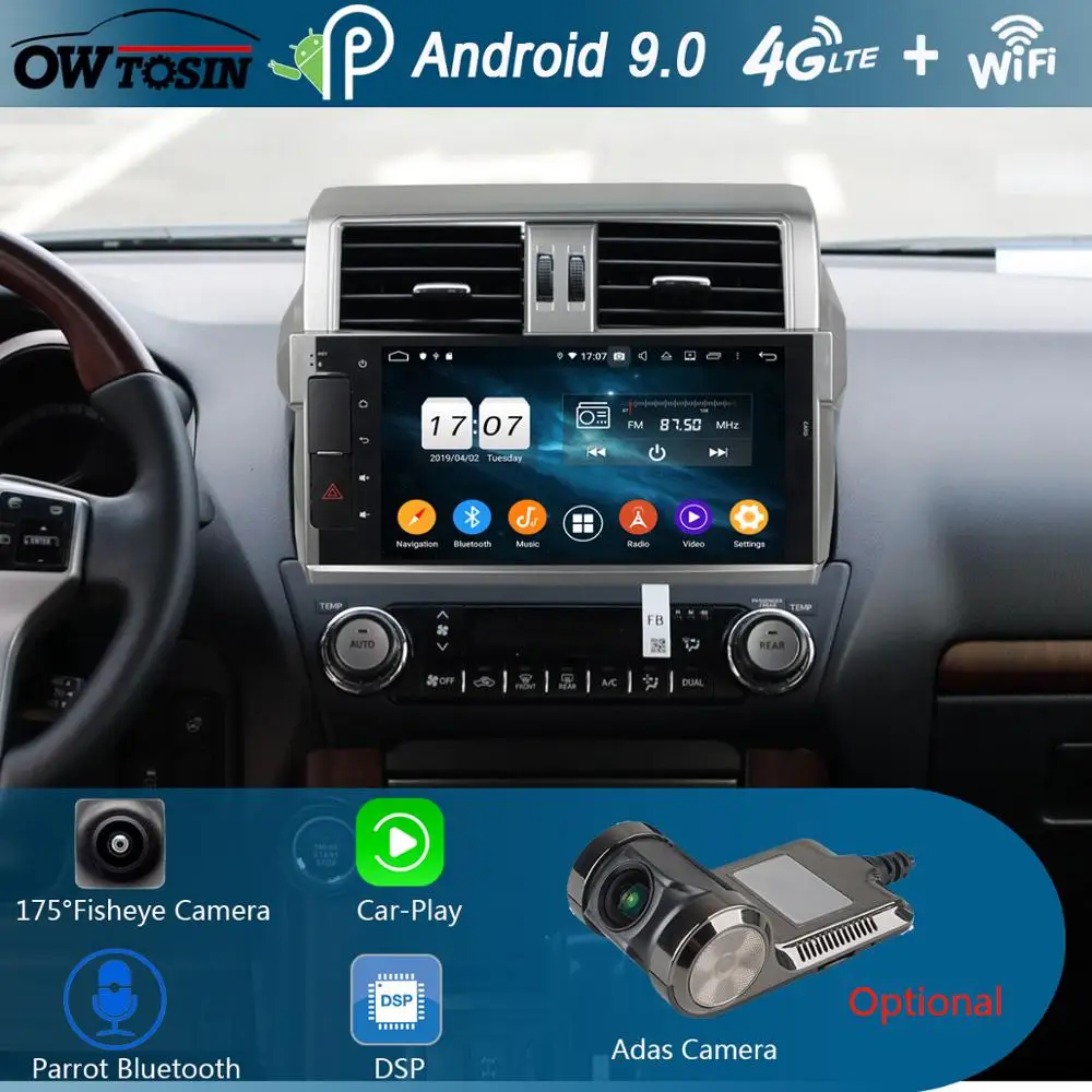 Автомобильный мультимедийный DVD плеер 10 1 &quotIPS Android 9 0 8Core 4G 64G для Toyota Prado LC150 150 Land
