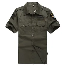 Новинка, Военная Мужская рубашка с коротким рукавом, высокое качество, хлопок, вышивка, 101, воздушно-десантная рубашка, Мужская одежда, Pull Homme, 3XL, AE201