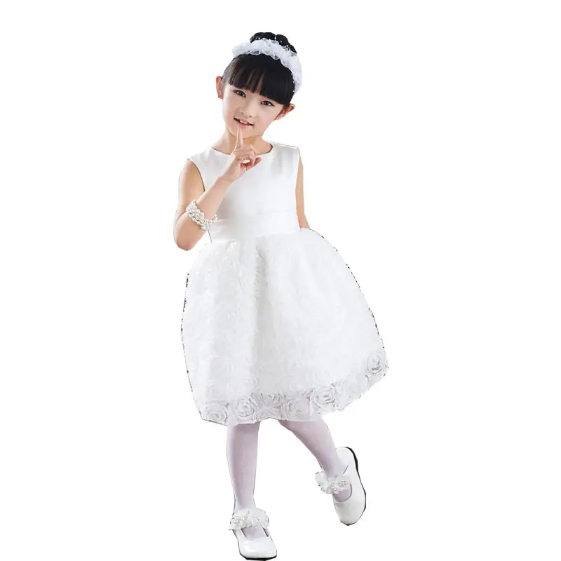 FADISTEE/Новое поступление, красивые платья с цветочным узором для девочек, кружевное платье с аппликацией для маленьких девочек до колена