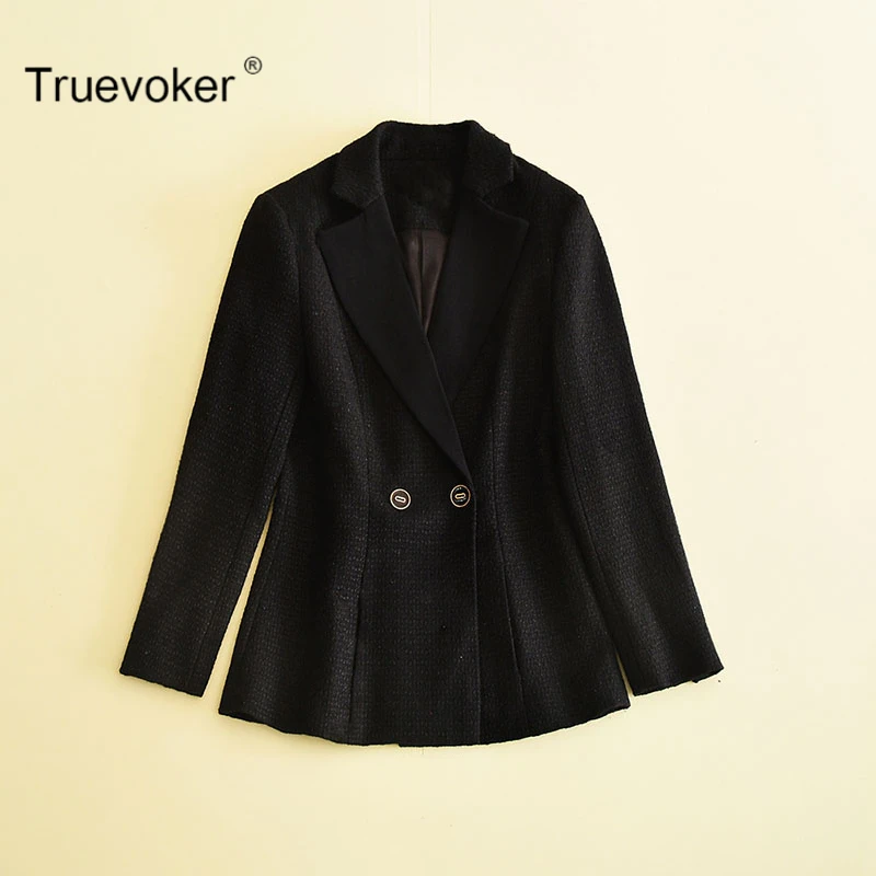 Manches Femmes Designer Qualité Longues Noble Automne Casual Noir Top Pur Boutique Haute À Veste Truevoker De z51gnq5W