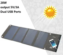 Dual USB Ports 28W Solar Panel Charger Portable Output 5V 3A Solar Cell Waterproof Power bank