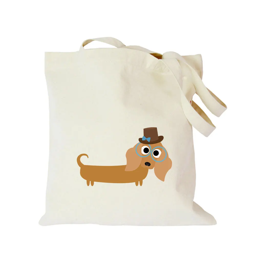 2019 Pet dog series canvas bag customized eco custom tote bag custom made shopping bags with logo  Dachshund Shepherd Dog Poodle (1)