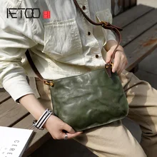 AETOO Leather literary fashion retro oblique bag, lady handmade cowhide simple shoulder envelope bag