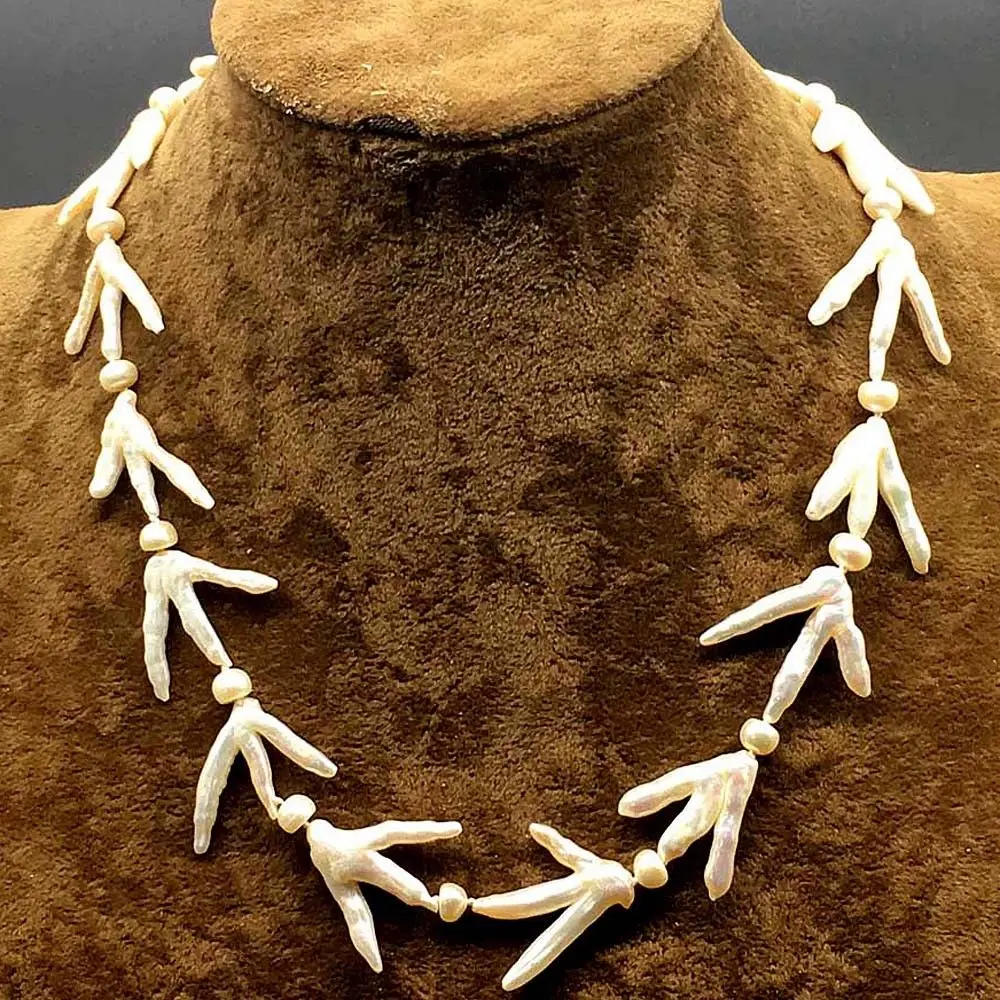 

Strand White Chicken Feet Baroque Freshwater Pearl Necklace