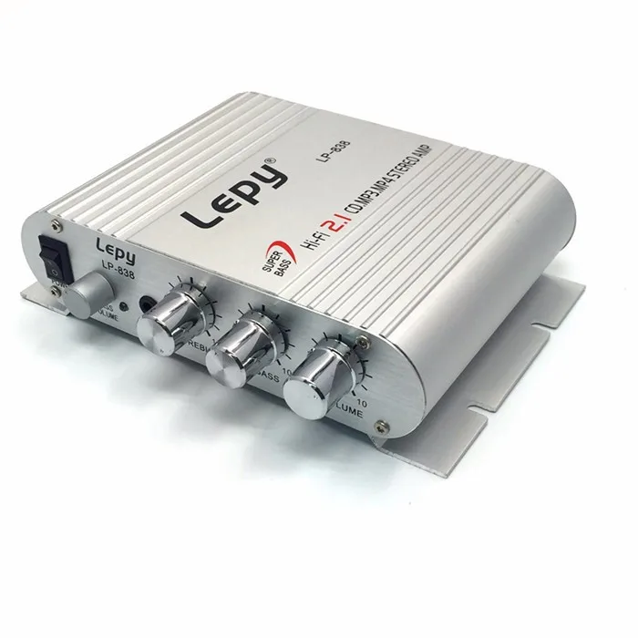 Wholesale 100% Original Brand Lepy Lp-838 2.1 3 Channel Stereo Mini Computer Car Amplifier 3.5mm Headphone out Subwoofer Out keyboard amp
