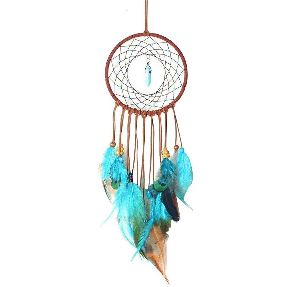 

Handmade Originality Big Hot Green Dreamcatcher Wind Chimes Indian Style Feather Pendant Dream Catcher Gifts Retro 18Sep