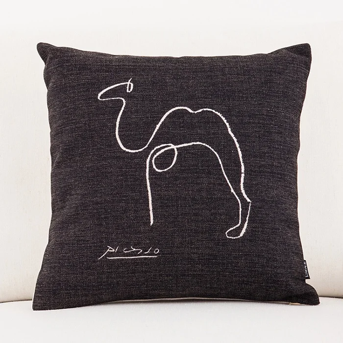 Наволочки для подушек Picasso Sketch Camel Doves, креативная Минималистичная Подушка, наволочка для дома, декоративная, ретро, Скандинавская, льняная, бежевая наволочка
