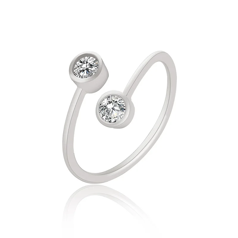 Креативные стразы, розовое золото, регулируемые кольца для женщин, индивидуальное модное кольцо с кубическим цирконием для женщин, обручальное кольцо - Цвет основного камня: Silver